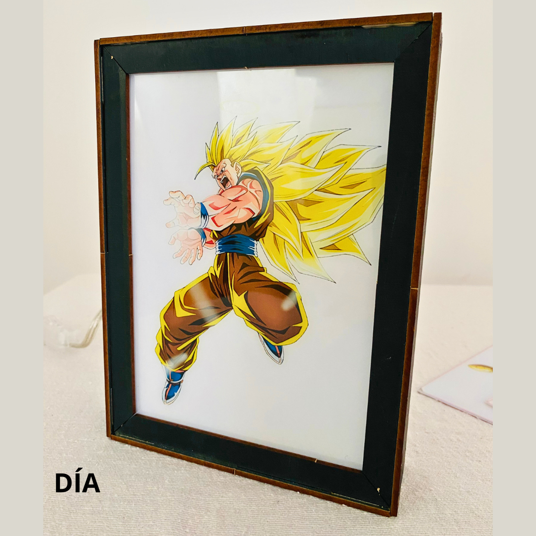 Cuadro de LUZ de DRAGÓN BALL Z en MADERA ¡No es magia, es Dragon Ball en otra dimensión!