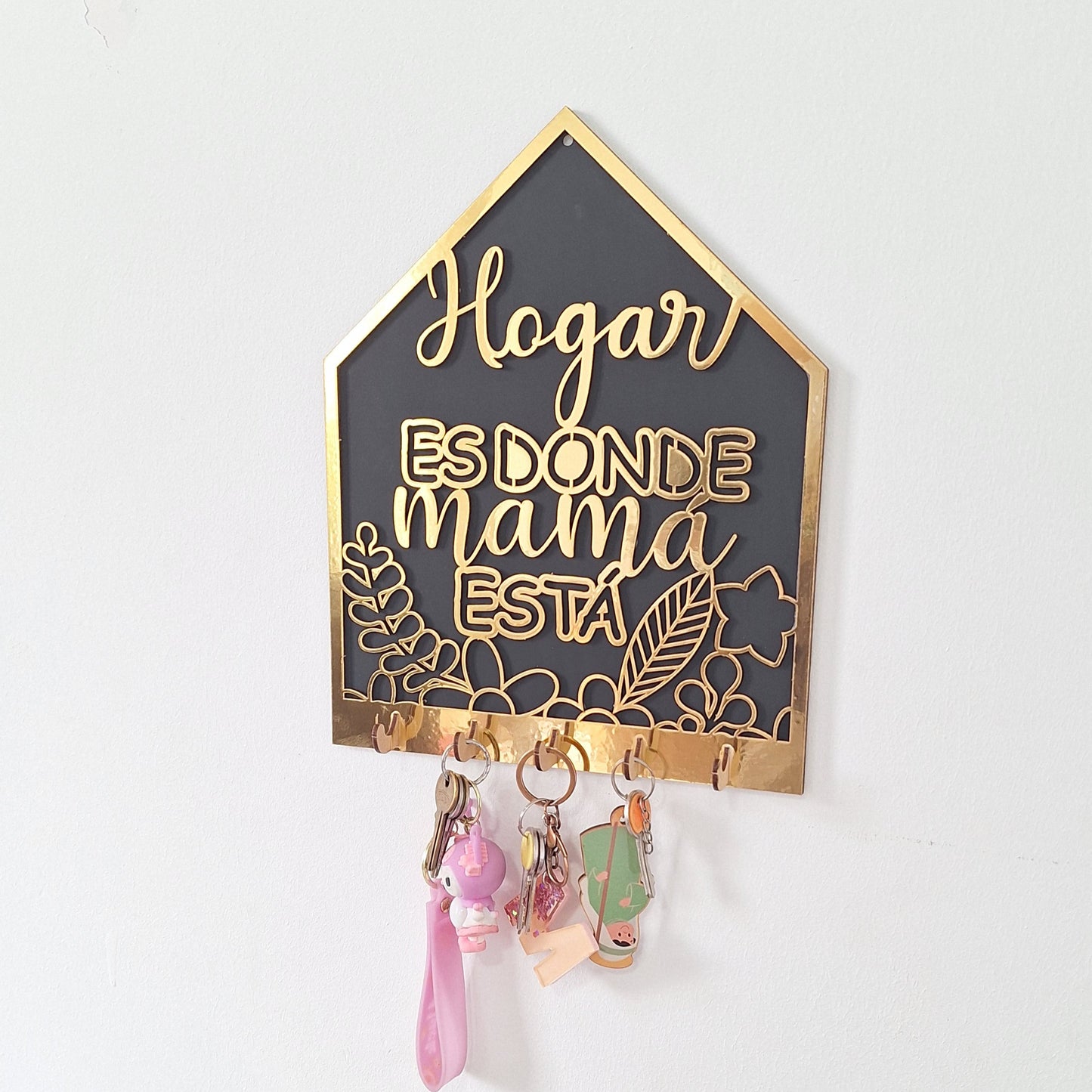 Cuadro Portallaves en Madera ¡El REGALO perfecto para MAMÁ! + OBSEQUIO Ramo de Flores Calendario + Portacelular