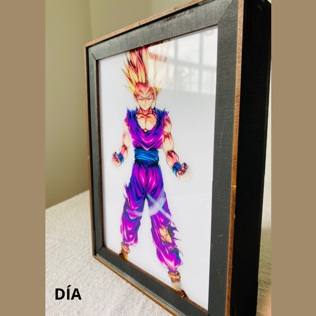 Cuadro de LUZ de DRAGÓN BALL Z en MADERA ¡No es magia, es Dragon Ball en otra dimensión!