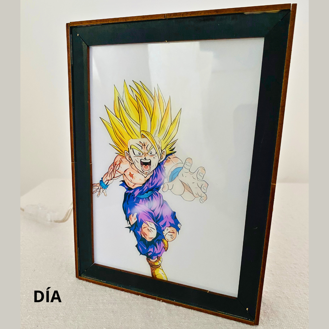 Cuadro de LUZ de DRAGÓN BALL Z en MADERA ¡No es magia, es Dragon Ball en otra dimensión!