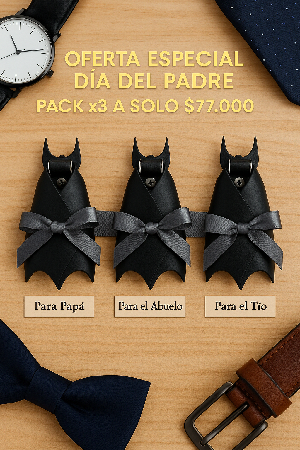 PACK X3 Llaveros Batman Edición PAPÁ + Tarjeta de Regalo GRATIS: Más que un regalo, un símbolo de carácter.