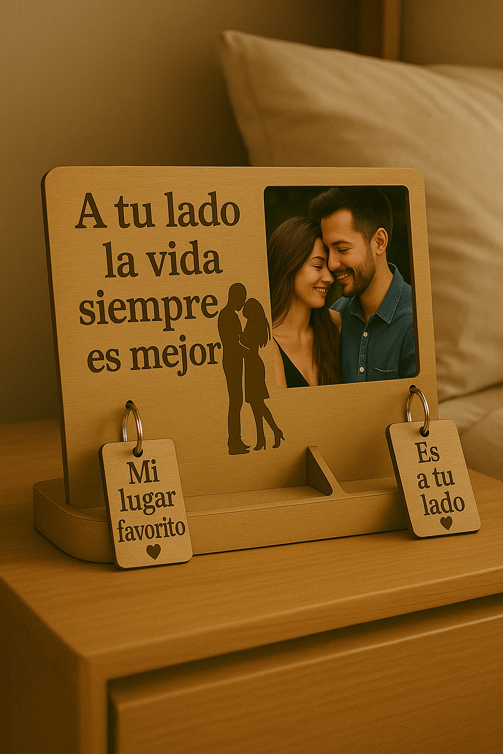 Kit Para Parejas: PORTARETRATO ORGANIZADOR+ 2 LLAVEROS DE PAREJA + 10 CITAS PARA HACER EN CASA