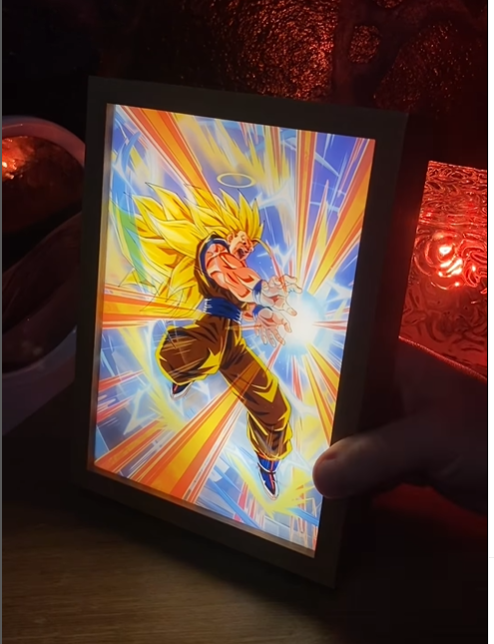 Cuadro de LUZ de DRAGÓN BALL Z en MADERA ¡No es magia, es Dragon Ball en otra dimensión!
