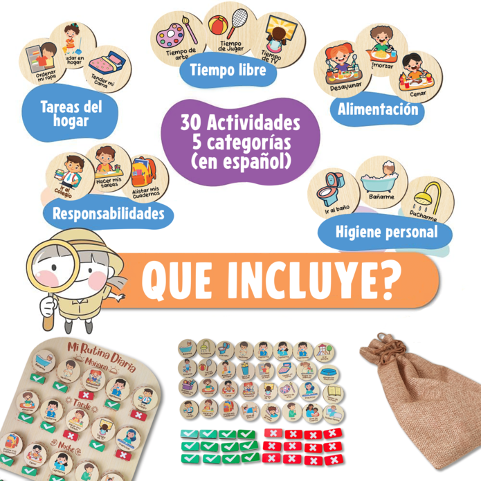 Organiza, Aprende, Disfruta: RUTINAS para NIÑOS en MADERA + REGALO 16 rutinas EXTRA + REGALO especial para MAMÁ