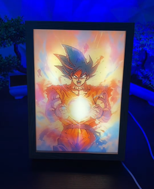 Cuadro de LUZ de DRAGÓN BALL Z en MADERA ¡No es magia, es Dragon Ball en otra dimensión!