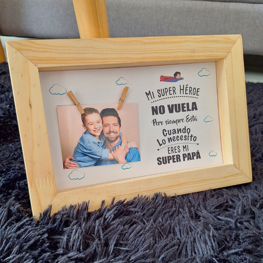 Cuadro en Madera PINO para PAPÁ ¡Regálale sonrisas enmarcadas este DÍA DEL PADRE!