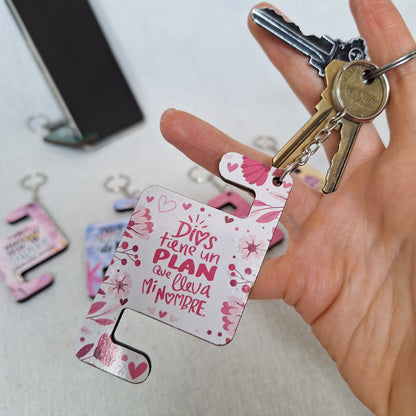 Set de 5 LLAVEROS PORTACELULAR edición DÍA DE LA MUJER + 1 REGALO para TI!
