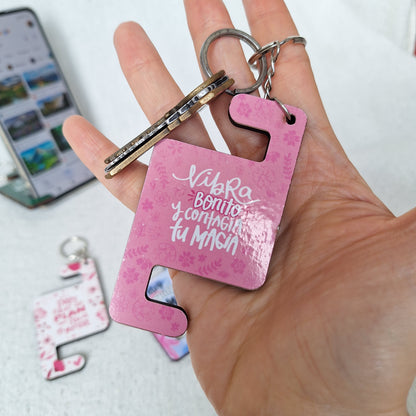 Set de 5 LLAVEROS PORTACELULAR edición DÍA DE LA MUJER + 1 REGALO para TI!