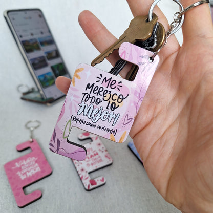 Set de 5 LLAVEROS PORTACELULAR edición DÍA DE LA MUJER + 1 REGALO para TI!