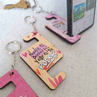 Set de 5 LLAVEROS PORTACELULAR edición DÍA DE LA MUJER + 1 REGALO para TI!