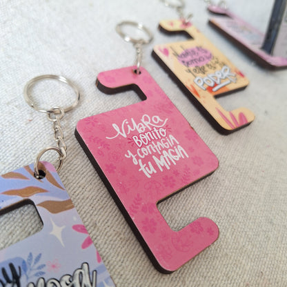 Set de 5 LLAVEROS PORTACELULAR edición DÍA DE LA MUJER + 1 REGALO para TI!