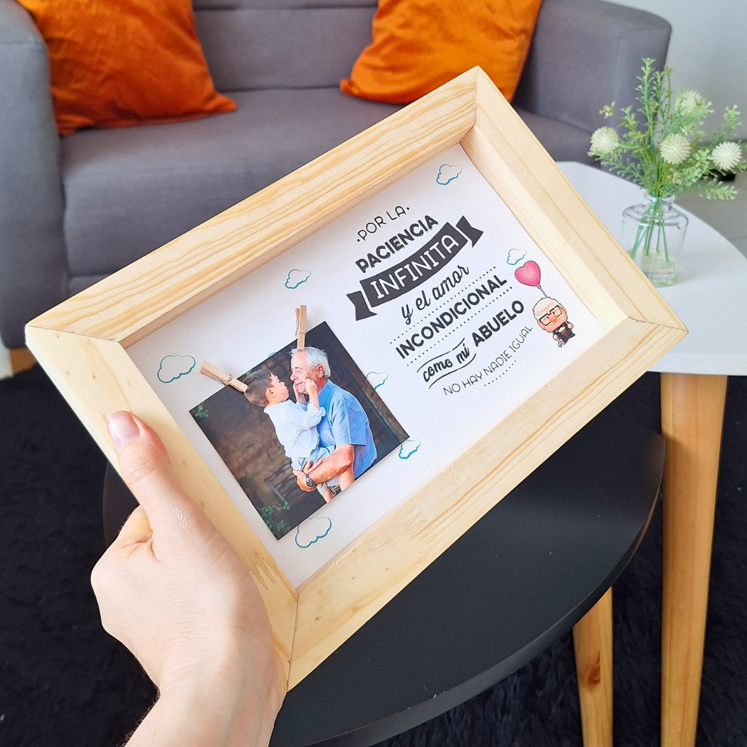 CUADRO Portafotos en MADERA PINO para PAPÁ o ABUELO ¡REGALO especial para éste Día del Padre! 💥¡ÚLTIMAS UNIDADES DISPONIBLES!