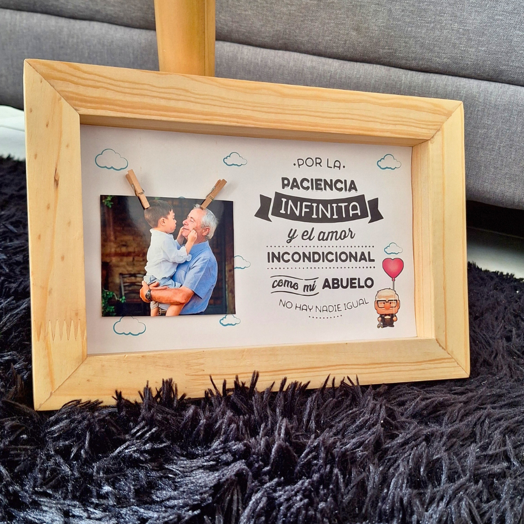 CUADRO Portafotos en MADERA PINO para PAPÁ o ABUELO ¡REGALO especial para éste Día del Padre! 💥¡ÚLTIMAS UNIDADES DISPONIBLES!