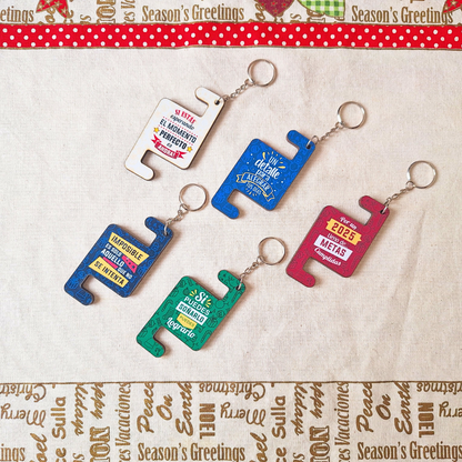 Set de 5 LLAVEROS-PORTACELULAR con FRASES INSPIRADORAS. ¡Perfectos para Regalar!