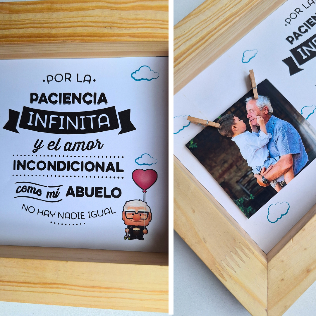 CUADRO Portafotos en MADERA PINO para PAPÁ o ABUELO ¡REGALO especial para éste Día del Padre! 💥¡ÚLTIMAS UNIDADES DISPONIBLES!