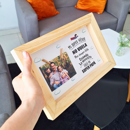 CUADRO Portafotos en MADERA PINO para PAPÁ o ABUELO ¡REGALO especial para éste Día del Padre! 💥¡ÚLTIMAS UNIDADES DISPONIBLES!