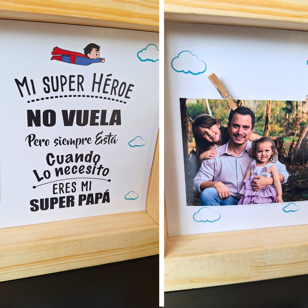 CUADRO Portafotos en MADERA PINO para PAPÁ o ABUELO ¡REGALO especial para éste Día del Padre! 💥¡ÚLTIMAS UNIDADES DISPONIBLES!
