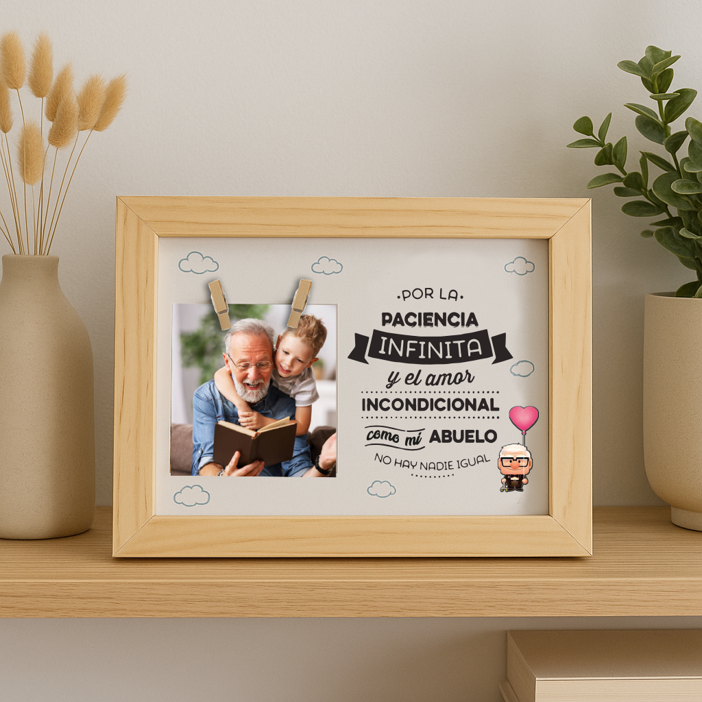 CUADRO Portafotos en MADERA PINO para PAPÁ o ABUELO ¡REGALO especial para éste Día del Padre! 💥¡ÚLTIMAS UNIDADES DISPONIBLES!