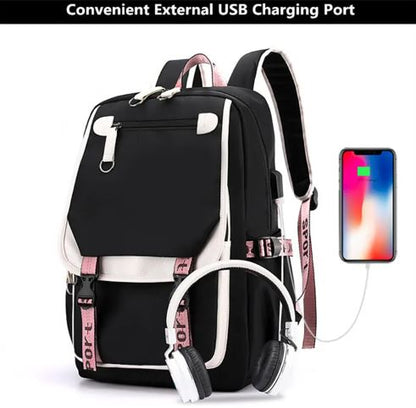 MORRAL SMART KAWAII + PELUCHE POMPOM: INCLUYE PUERTO PARA CARGA Y PUERTO AURICULAR