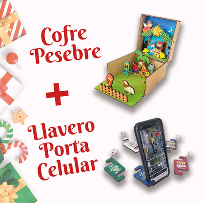 PESEBRE + REGALO 5 PORTACELULARES - LLAVERO con Frases Motivacionales