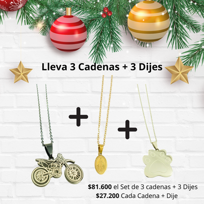3 CADENAS + 3 DIJES, el REGALO perfecto para tu FAMILIA en esta TEMPORADA!