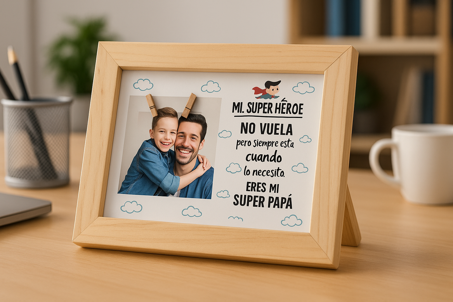 CUADRO Portafotos en MADERA PINO para PAPÁ o ABUELO ¡REGALO especial para éste Día del Padre! 💥¡ÚLTIMAS UNIDADES DISPONIBLES!