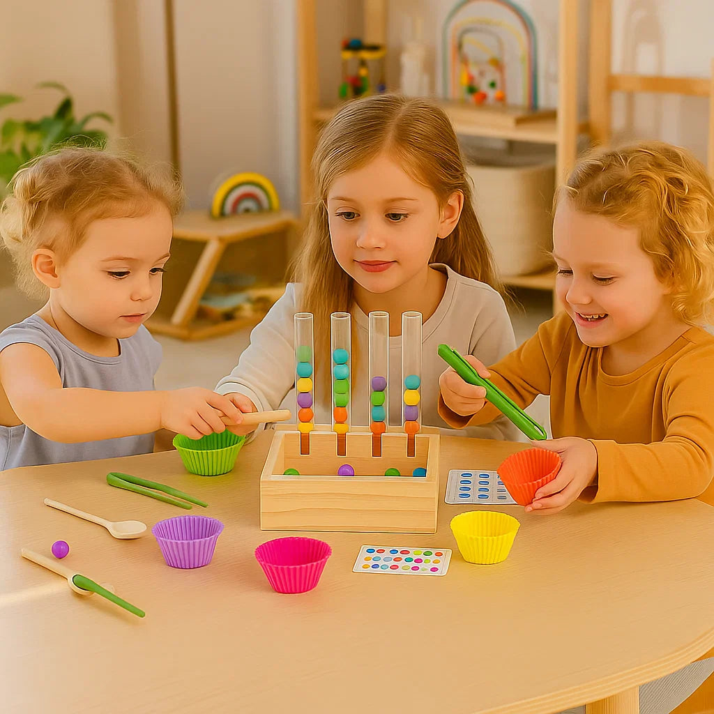 Juego de aprendizaje que Desarrolla Cerebros Brillantes con colores y números Montessori