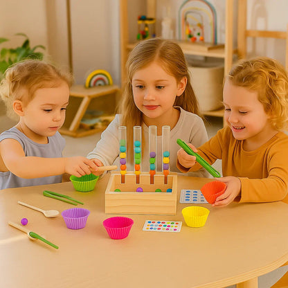 Juego de aprendizaje que Desarrolla Cerebros Brillantes con colores y números Montessori