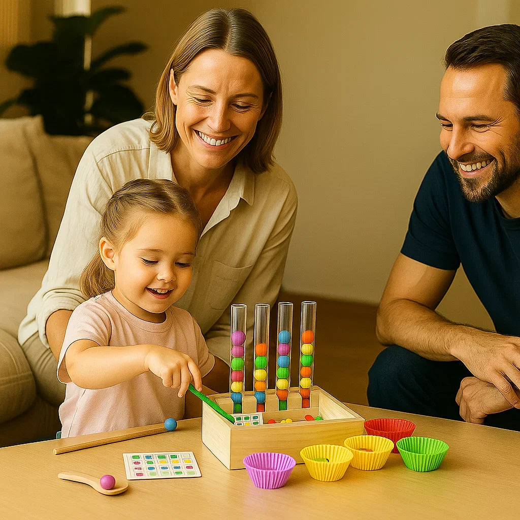 Juego de aprendizaje que Desarrolla Cerebros Brillantes con colores y números Montessori