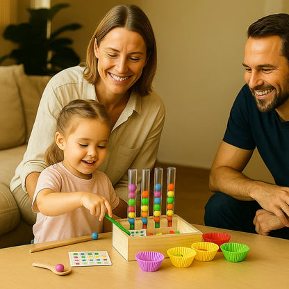 Juego de aprendizaje que Desarrolla Cerebros Brillantes con colores y números Montessori