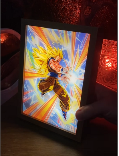 Cuadro de LUZ de DRAGÓN BALL Z en MADERA ¡No es magia, es Dragon Ball en otra dimensión!