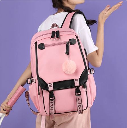 MORRAL SMART KAWAII + PELUCHE POMPOM: INCLUYE PUERTO PARA CARGA Y PUERTO AURICULAR